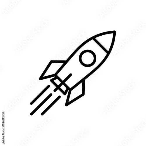 Rocket icon vector. Space shuttle for business startup and goal outline vector illustration.