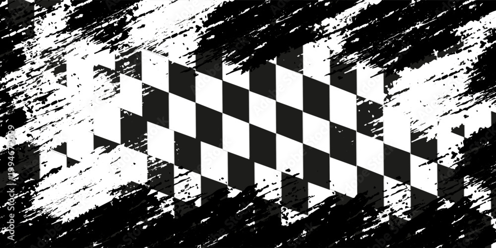 Fototapeta premium Checkered flag wave on white background design for sport race championship vector illustration.