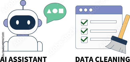 AI Cleaning Assistant Illustration – Robot with Schedule and Task List