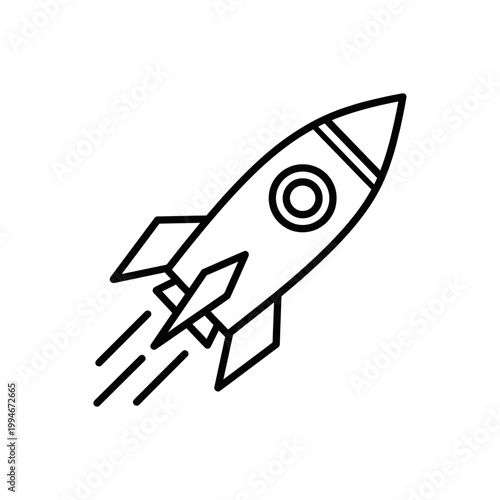 Rocket icon. Startup launch and business mission growth outline vector illustration.