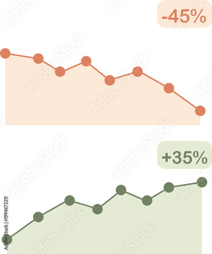 Business Growth and Decline Charts – Up and Down Graph Illustration