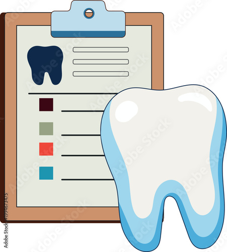 Dental Checklist Illustration – Tooth and Medical Report Concept