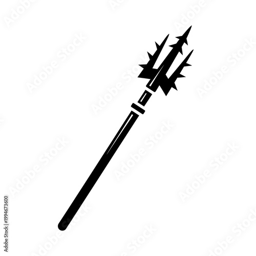 Black trident with sharp prongs weapon.