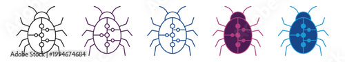 Computer bug icon set, vector illustration.