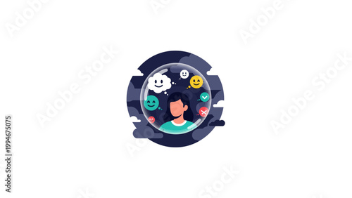 social media icons around person vector illustration