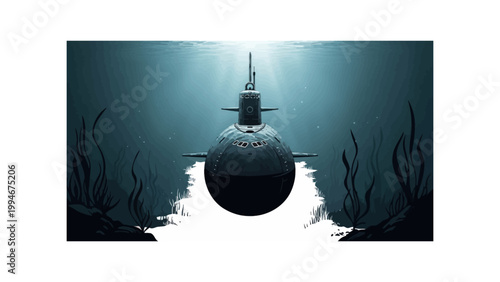 submarine underwater vector illustration