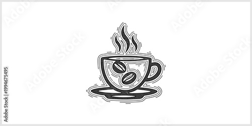 Steaming Cup Of Coffee With Beans