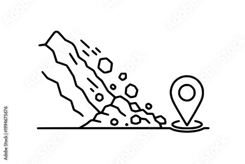 Landslide gps pin icon vector for hazard location and disaster mapping