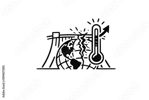 Global temperature gauge arrow icon vector for climate change and heat trend monitoring