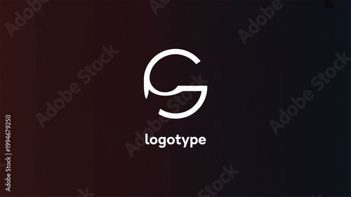 Minimalist featuring a white stylized letter s symbol centered on a dark gradient background, with the word, logotype written in, a simple sans, serif font underneath, the main
