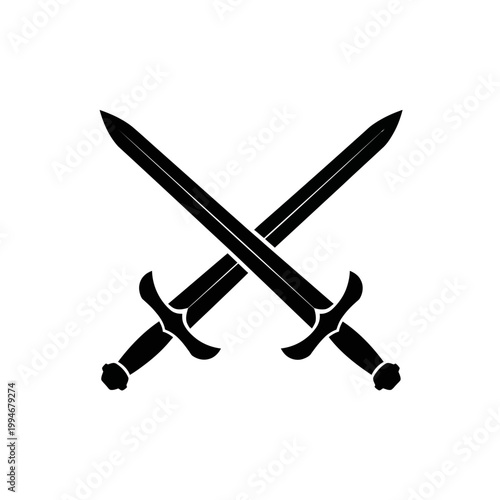 Two crossed swords with handles.
