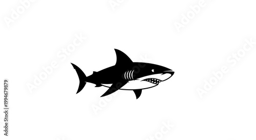 Black and white shark illustration.