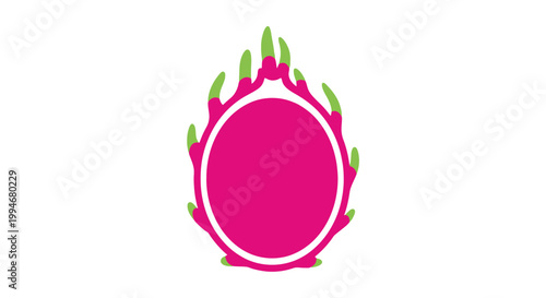 Dragon Fruit Closeup Pink White Circle.