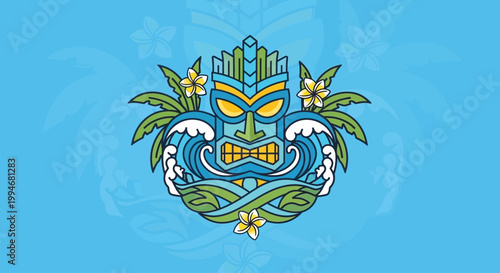 Vibrant Tiki Mask Unleashes Kamehameha on a Sunny Tropical day