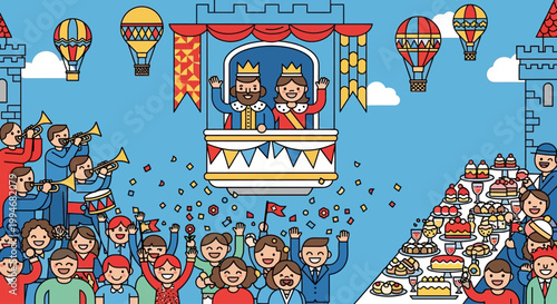 King unleashes Kamehameha wave on a sunny day during a festive parade