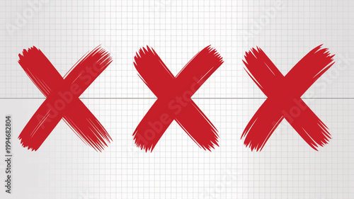 Three bold red x marks are prominently displayed against a light gray grid patterned background creating a stark visual contrast high quality professional detailed modern elegant