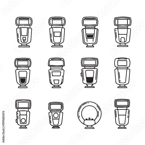 Collection of Camera Flashes and Lighting Equipment for Photography