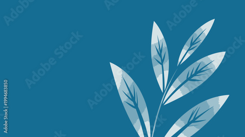 A minimalist design showcases several stylized white leaves against a deep teal background creating a calming and natural aesthetic high quality professional detailed modern elegant stylish