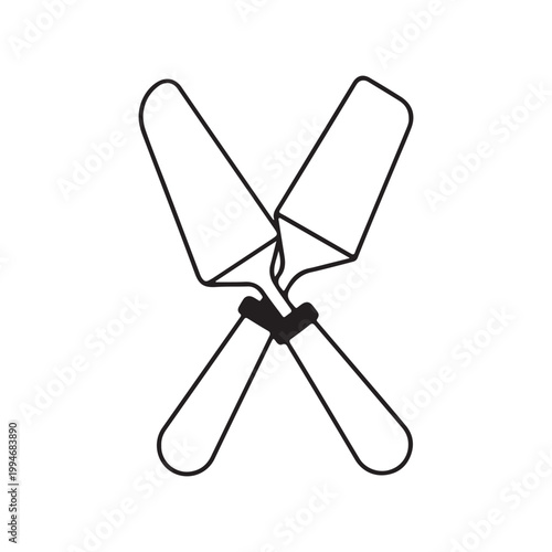 Two cake spatula outline vector flat illustration design