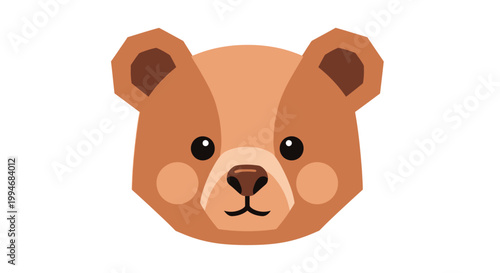 Close-up of a cute cartoon teddy bear face.