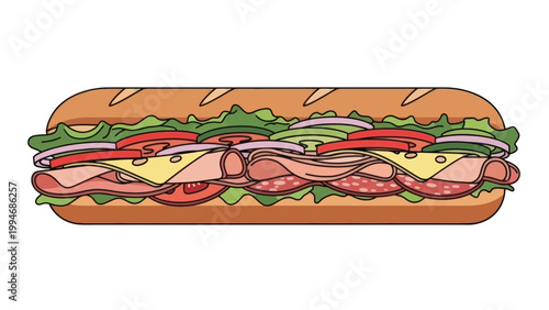 A delicious hoagie sandwich with fresh ingredients