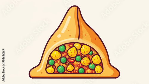 A delicious samosa filled with colorful ingredients