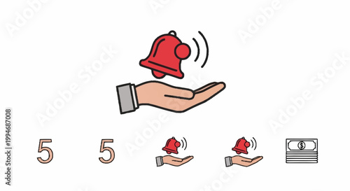 Fotografie Notification bell icon with hand.
