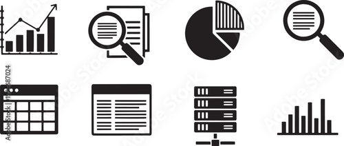 A collection of data visualization icons is displayed on a white background.