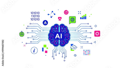 AI Brain Technology Network Connecting Data and Innovation