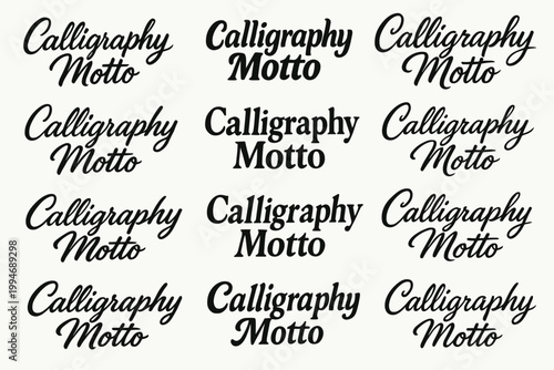 Calligraphy motto slogan vector wordmark logo set providing handwritten style variants.