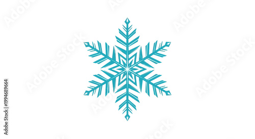 Detailed Teal Snowflake Ice Crystal Structure.