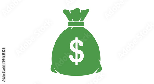 Green money bag with dollar sign.