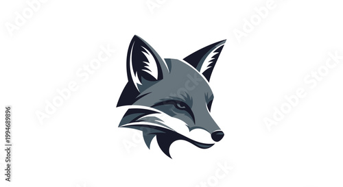 Grey Fox Head Illustration Closeup.