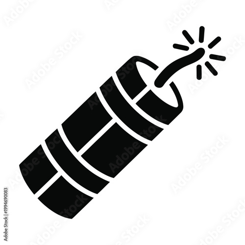 Exploding dynamite stick with spark, vector illustration