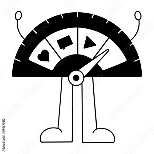 A glyph style icon showing  reaction meter