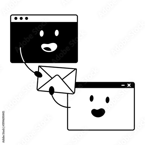 Glyph style icon representing sending mail