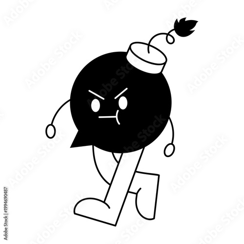 Glyph style icon representing frustrated