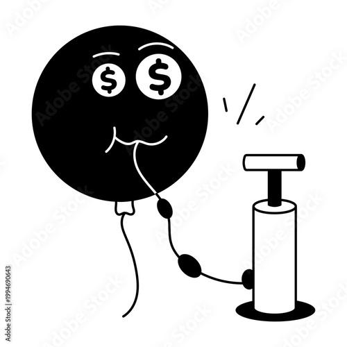 Glyph style icon representing market inflation