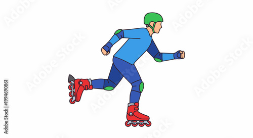 Man wearing rollerblades in motion fast.