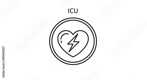 ICU Heartbeat Icon: Intensive Care Unit Medical Symbol