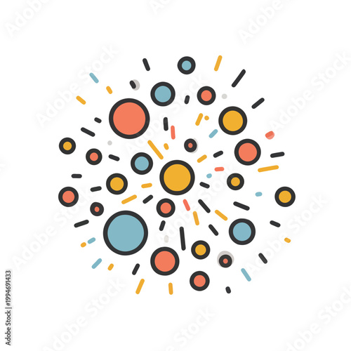 Abstract Burst of Colorful Circles and Lines