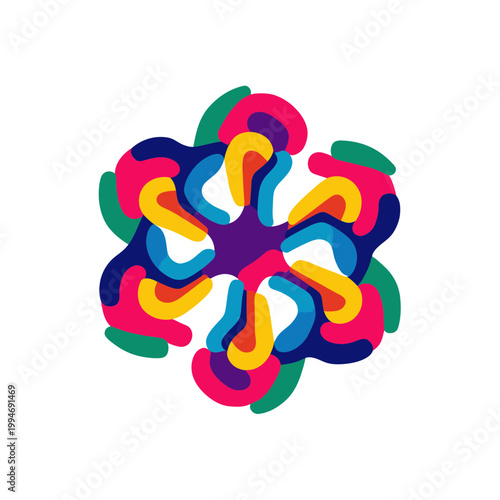Abstract Colorful Flower Design Isolated