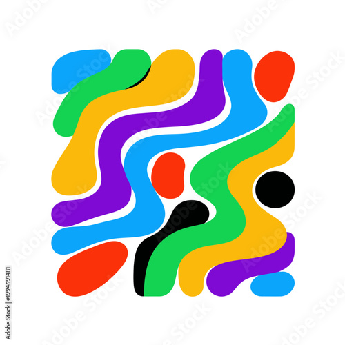 Abstract Colorful Fluid Shapes Pattern Design
