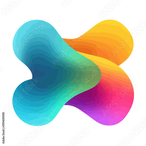 Abstract Colorful Fluid Blob Shapes on Transparent Background