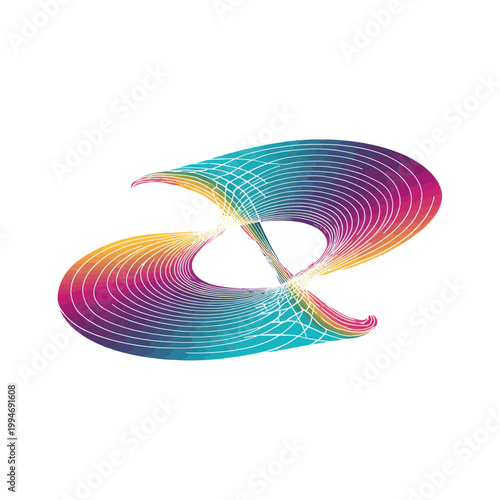 Abstract colorful swirl design element on transparent background