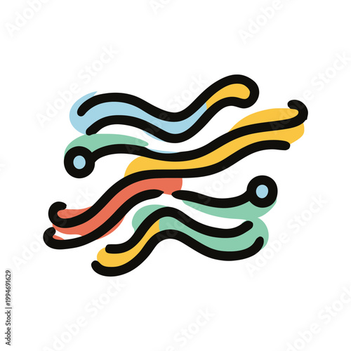 Abstract Colorful Wavy Lines Design