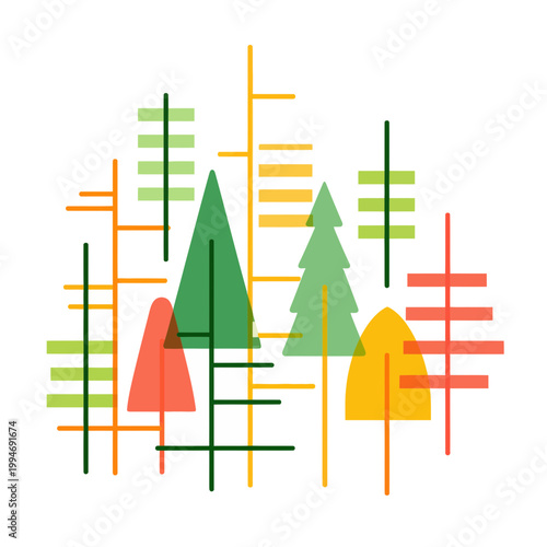 Abstract Geometric Forest Illustration