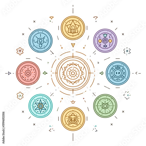 Circular Geometric Symbols in Radial Design
