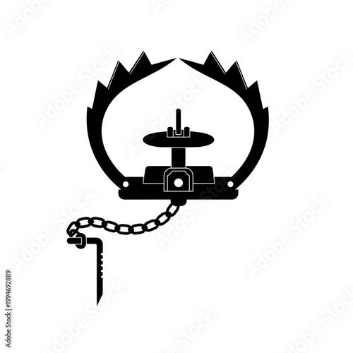 Steel animal trap with chain.