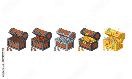 Treasure Chest Game Assets Level Progression Set